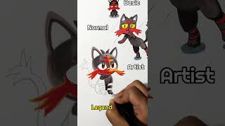 drawing Litten in Different Levels sketch [upl. by Suirred]