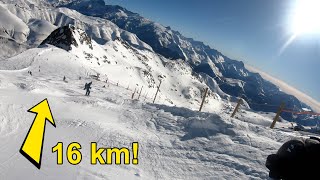 Longest BLACK RUN the World SARENNE Alpe DHuez Skiing [upl. by Dylane]