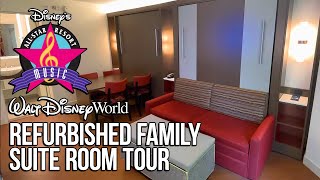 Disneys AllStar Music Resort  Refurbished Family Suite Room Tour [upl. by Amena]