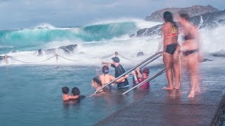 Giant waves in Kiama rock pool [upl. by Anaerb]