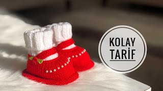 BEBEK PATİK YAPIMI KOLAY VE ŞIK HERKESİN YAPABİLECEĞİ MODEL BABY SOCKS TUTORİAL [upl. by Nohsid]