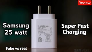 Samsung 25 watt charger unboxing l samsung 25 watt charger original ve fake [upl. by Manwell]