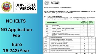 University of Verona Fully Funded PhD program Complete Details of Scholarships [upl. by Glynnis]