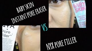 Maybelline BabySkin Pore Eraser VS NYX Pore Filler Primer l reviewampdemo [upl. by Shayna]