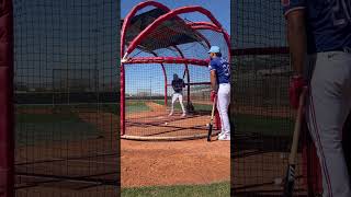 Evan Carter takes batting practice at Rangers spring training [upl. by Resay]