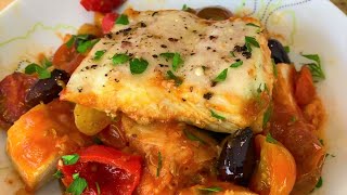 Baked Mediterranean Halibut  Easy and Healthy Fish Recipes [upl. by Rettig356]