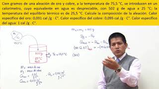 Problema de Calorimetría  Cálculo de la composición de una aleación [upl. by Laszlo]