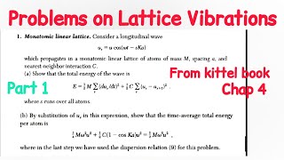 Consider a Longitudinal wave usucoswtska which propagates in  part a Lattice vibrations kittel [upl. by Terris500]