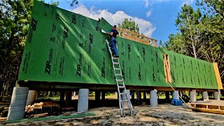 Battling The Heat  Zip Sheathing Installation Part 2  Building Our OffGrid House BY Hand [upl. by Anerak]