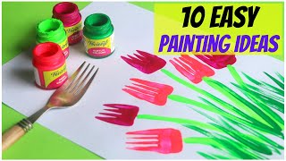 10 Easy Painting Ideas for Kids  Amazing Painting Hacks using Everyday Objects [upl. by Arannahs446]