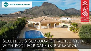 CS2978 Beautiful 3 bedroom villa with pool for sale in Barbarroja Hondon Frailes [upl. by Cherri608]