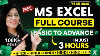 MS Excel Full Course in Hindi  Basic to Advanced  Learn Excel in Just 3 Hours [upl. by Htirehc]