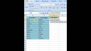 How to combine two columns firstName and LastName  Concatenate Excel tricks shorts [upl. by Ocirderf]