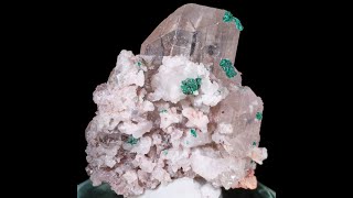 Cerussite Crystal with Malachite and Wulfenite Tsumeb Mine Namibia [upl. by Shifrah]