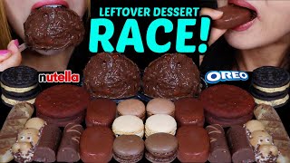 ASMR LEFTOVER DESSERT RACE GIANT CHOCOLATE PROFITEROLES TICO ICE CREAM NUTELLA BAR OREO CAKE 먹방 [upl. by Lauri]