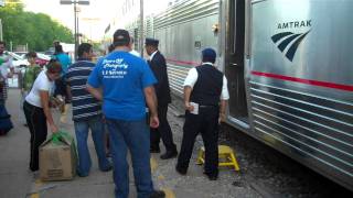 Amtrak SW Chief 3 with Penn cars at La Plata Mo [upl. by Aeirdna]