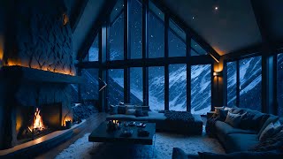 smooth music mix snowfall and crackling fireplace for calm room [upl. by Forrester]