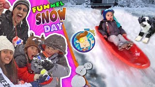 SNOW MUCH FUN DONT EAT YELLOW SNOW w Puppy Oreo ❄️ Tilted Snowman ⛄ FUNnel Vision Snow Day Vlog [upl. by Einnim]