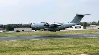 Landing A400M Atlas Luxembourg Army CT01 ATC view EBKT [upl. by Adian]