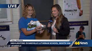 Evansville Lutheran School booth 46 showcases their fall festival turkey leg [upl. by Sices]