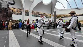 Uttoxeter Heart of Oak Morris Getting Upstairs at New Street Station [upl. by Eveleen]