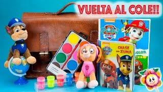 🐾La PATRULLA CANINA Y SU MATERIAL DE VUELTA AL COLE  Cachorros a la escuela mochila libros [upl. by Zenia]