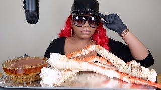 GIANT KING CRAB LEGS MUKBANG SEAFOOD BOIL [upl. by Alinoel]