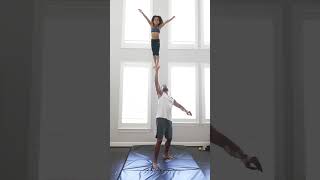 Handstand pop to one arm and then Handsky cheerleader fitness fitnessmotivation tbf [upl. by Eemak]