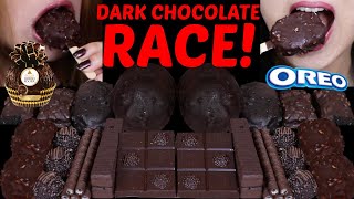 ASMR DARK CHOCOLATE RACE BIG OREO ICE CREAM CONES FERRERO ROCHER BAR MINI DOVE ICE CREAM BARS 먹방 [upl. by Livi]