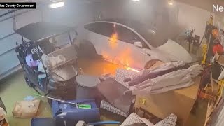 Electric Vehicles Catch Fire in Helene Flooding [upl. by Bergen668]