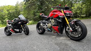 2023 Ducati SP2 versus V4 S Streetfighter [upl. by Anelac]