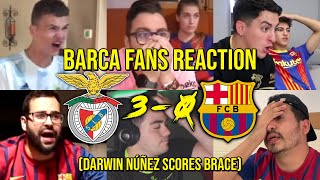 BARCA FANS REACTION TO BENFICA 3  0 BARCELONA DARWIN NÚÑEZ SCORES BRACE VS BARCA  FANS CHANNEL [upl. by Wivinah]