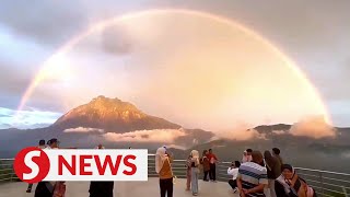 Somewhere over the rainbow A stunning sight at Sabahs Mount Kinabalu [upl. by Karolina372]