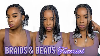 How To Knotless Braids amp Beads Tutorial  Very Detailed  PreParting Prep [upl. by Htebezile869]