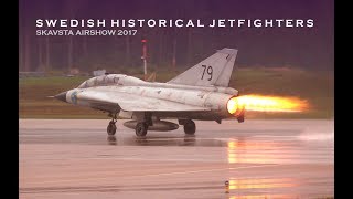 Swedish Historical Jetfighters at Skavsta Airshow 2017 [upl. by Fredia]