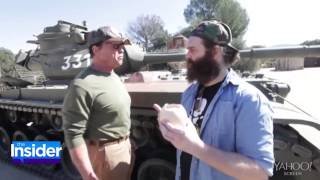 Watch Arnold Schwarzenegger Fry Up a Steak amp Egger Sandwich on a Tank [upl. by Namlas]