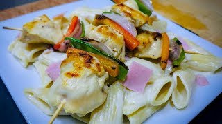 Macarrones al Alfredo con Brochetas de Pollo  Salsa Bechamel  Abel Ca [upl. by Brenza]