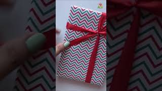 How to Wrap a Ribbon on a Christmas Gift Box  Easy way to wrap a Gift with Ribbon giftwrap [upl. by Nalaf]