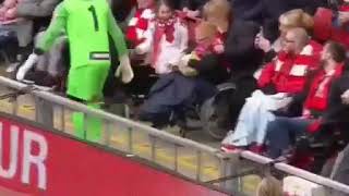 Jerzy Dudek interacts with young disabled lad at legends match [upl. by Tami]