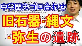 中学社会【ゴロ合わせ】歴史「旧石器・縄文・弥生の遺跡」 [upl. by Attenwad913]