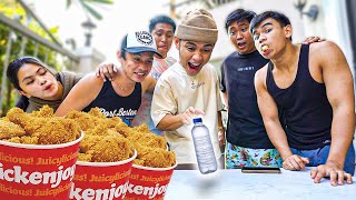 Trying TIKTOK viral games with 100pcs FRIED CHICKEN bucket meal [upl. by Doraj]