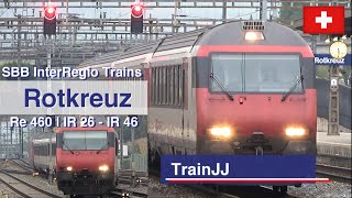 SBB Re 460 amp InterRegio IR 26  IR 46  Swiss Trains  Bahnhof Rotkreuz Schweiz  Switzerland [upl. by Adelind]