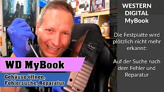 Western Digital WD MyBook Festplatte  Gehäuse öffnen Fehlersuche Datenrettung Reparatur [upl. by Ahgiela]