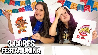 COLORINDO COM 3 CORES DESENHOS DE FESTA JUNINA [upl. by Ellora601]