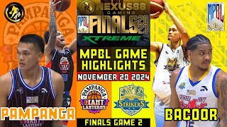 MPBL HIGHLIGHTS PAMPANGA VS BACOOR CITY FINALS GAME 2 NOVEMBER 28 2023 [upl. by Eiznik]