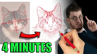 Apprendre à dessiner un portrait de chat face  Dessinateur 20 [upl. by Molini]