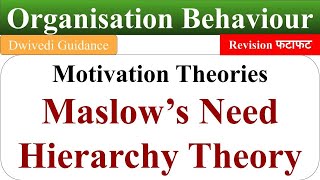 maslows hierarchy of needs maslow theory of motivation maslows need hierarchy theory OB [upl. by Peters]