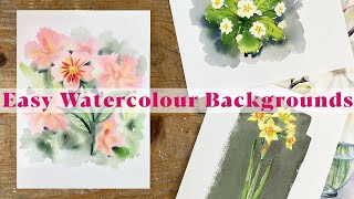 Easy Watercolor Backgrounds for Flower Paintings Step By Step Tutorial [upl. by Innavoij314]