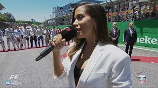 Anitta cantando o hino nacional na abertura do GP do Brasil de Fórmula 1 [upl. by Alben]