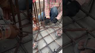 Tie install rebar column shorts shortsfeed construction [upl. by Einal465]